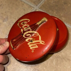 Vintage 1996 CocaCola Consolidated (Coke) Red Round Tin Collectible